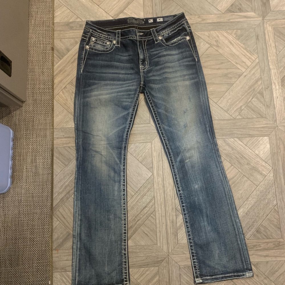 Miss Me Blue Jeans with Vintage Look and Straight-Leg Style